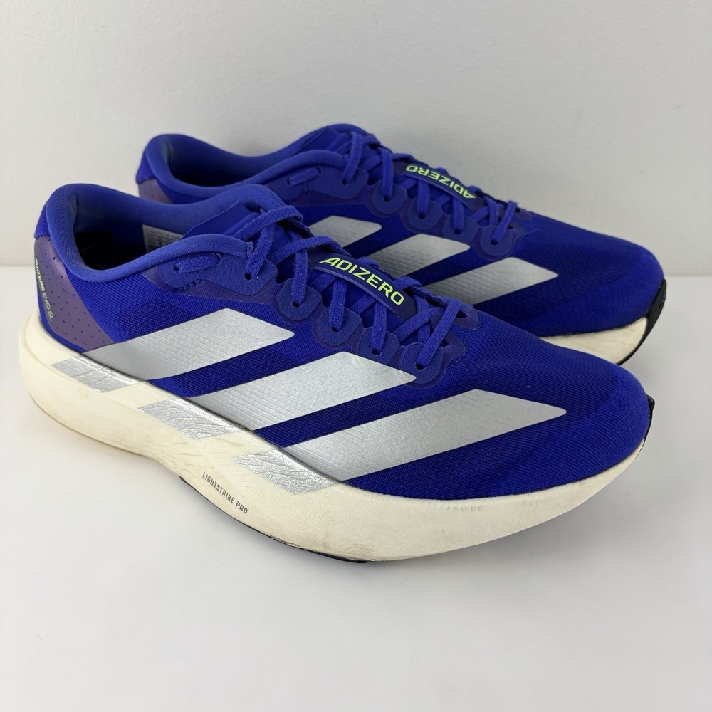 Adidas Adizero Evo SL Blue White Running Shoes Mens Size 8.5 JR3417 Athletic